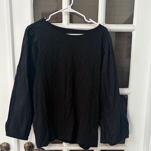 LOFT Black Mixed Media Women's Blouse